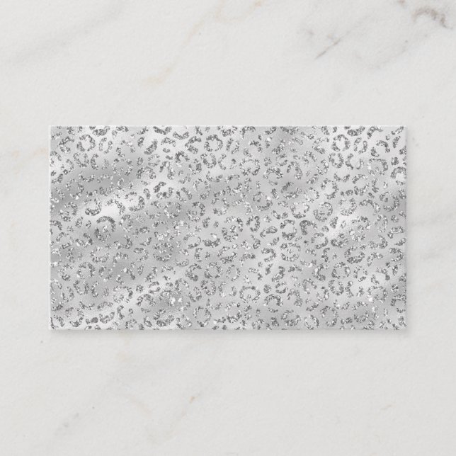 Carte De Visite Cute Silver Cheetah Leopard Motif d'impression (Devant)