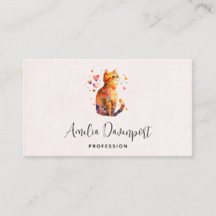 Carte De Visite Cute Tabby Chat avec Coeurs