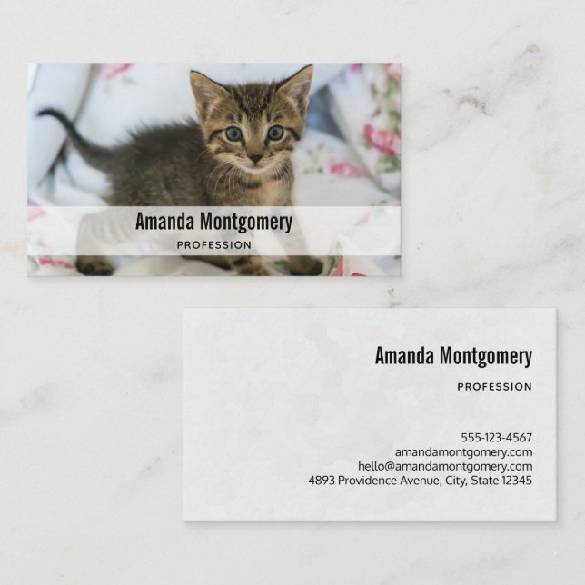 Carte De Visite Cute Tabby Kitten À L'Air Surpris (Devant / Derrière)
