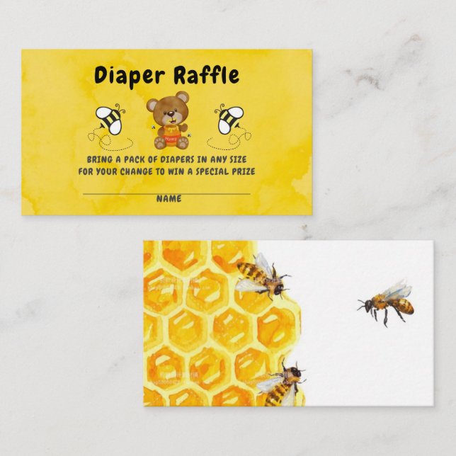 Carte De Visite Cute Teddy Bear Honey Bumblebee Déchets Raffin (Devant / Derrière)