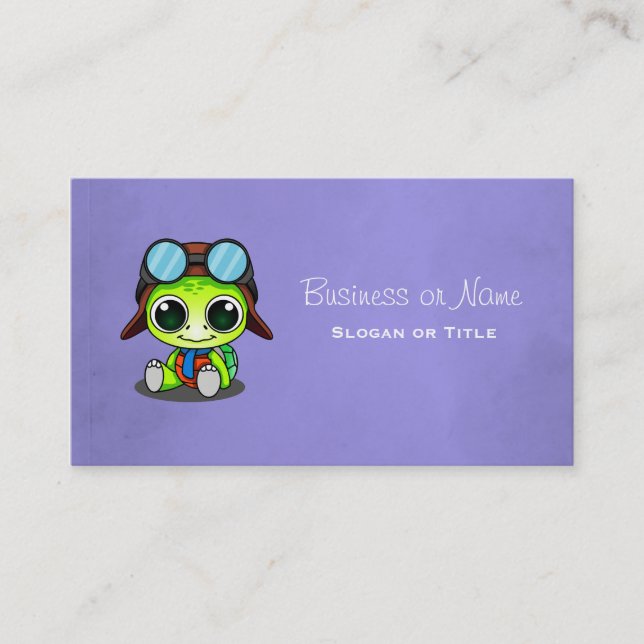 Carte De Visite Cute tortue caricaturale en Aviator Casquette (Devant)