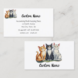 Carte De Visite Cute Trois Chats Kittens Animaux de compagnie