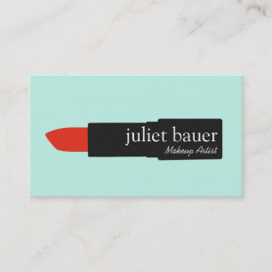 Carte De Visite Cute Turquoise maquillage Artiste Lipstick Logo Be