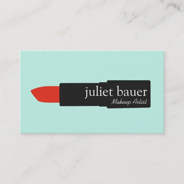 Carte De Visite Cute Turquoise maquillage Artiste Lipstick Logo Be (Devant)