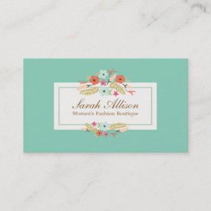 Carte De Visite Cute Turquoise Pays Floral Vintage Floral