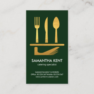 Carte De Visite Cutlerie Creative Faux Gold Servant Plat