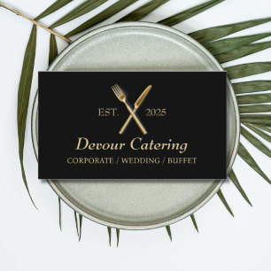 Carte De Visite Cutlery QR Code Chef Traiteur Services de restaura