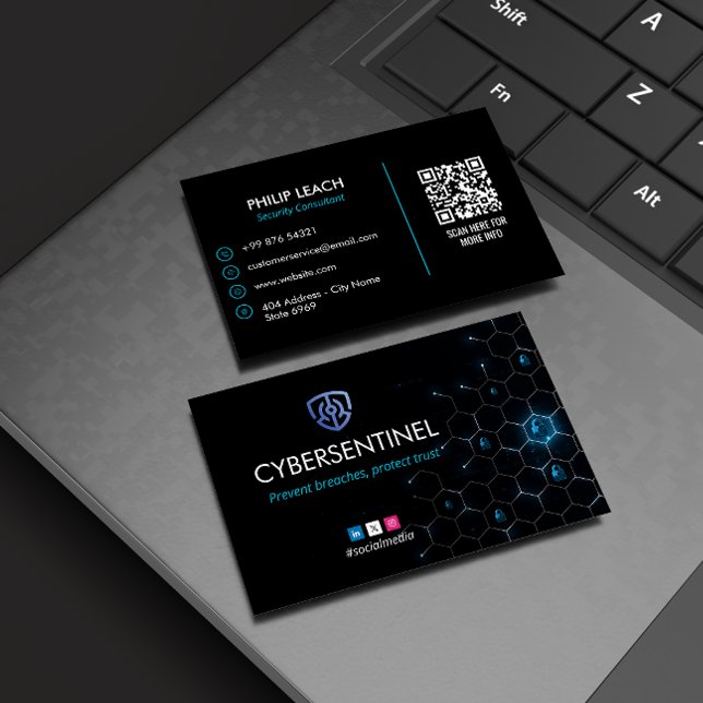 Carte De Visite Cybersécurité | Simple sombre futuriste (Créateur téléchargé)