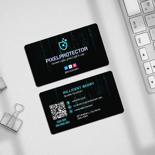 Carte De Visite Cybersécurité Touche Matrice foncée