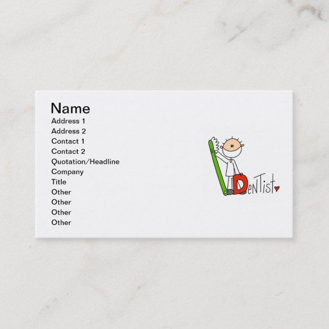 Carte De Visite D est pour le dentiste (Devant)