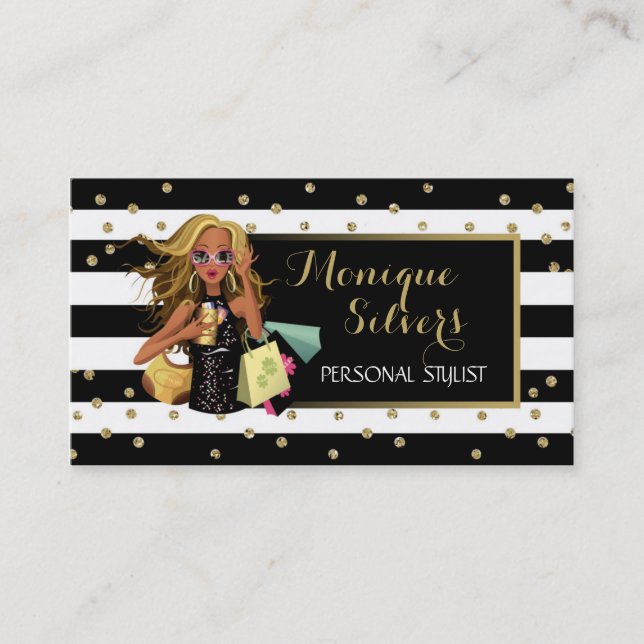 Carte de visite d'achat Black & White/Gold Savvy (Devant)
