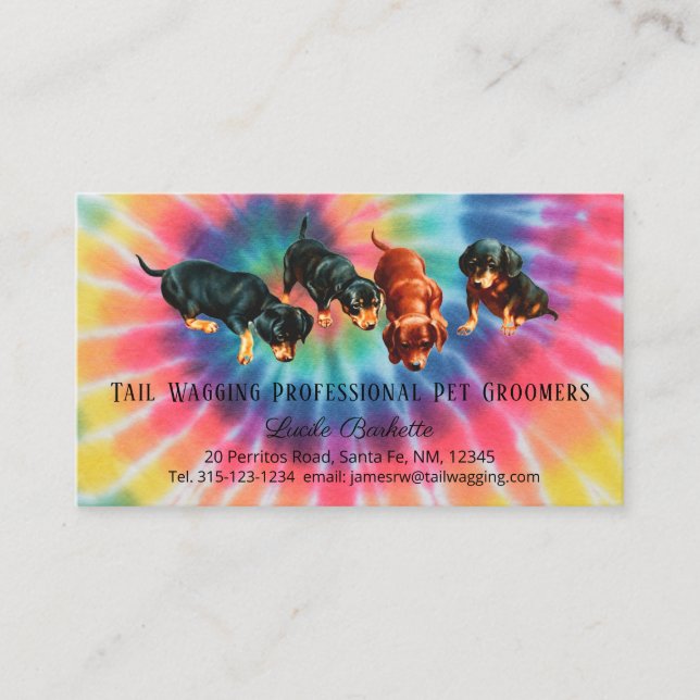 Carte De Visite Dachshund Animaux de Cravate Grooming Fierté arc-e (Devant)