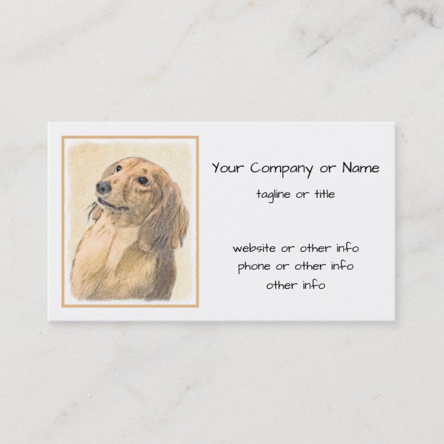 Carte De Visite Dachshund (Longhaerien) Peinture - Art Chien origi (Devant)