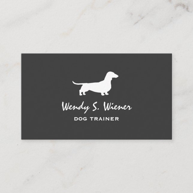 Carte De Visite Dachshund Silhouette animal Wiener Chien Gris et B (Devant)