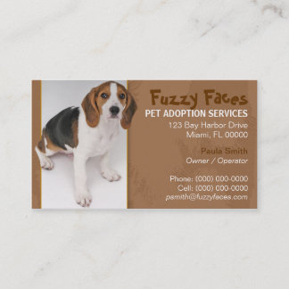 Carte de visite d'adoption d'animal familier