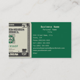 Carte de visite d'affaires de finances de cinq US$