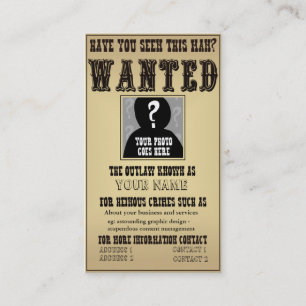 Carte de visite d'affiche Recherchée