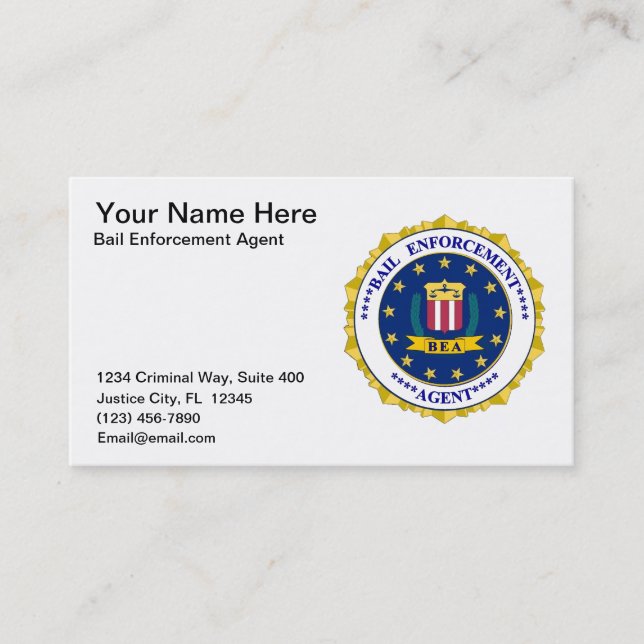 Carte de visite d'agent d'application de caution (Devant)