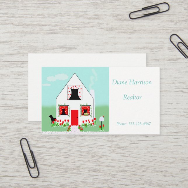 Carte de visite d'agent immobilier (Devant/Arrière en situation)