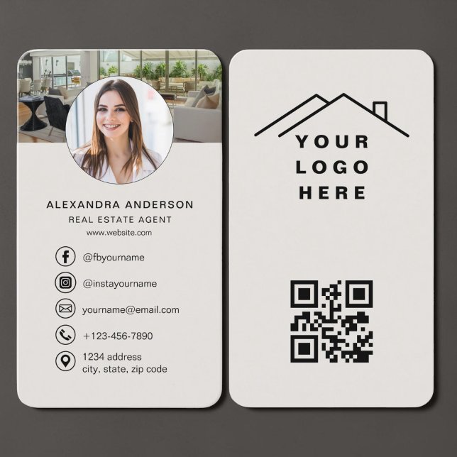 Carte de visite d'agent immobilier avec code QR be (Créateur téléchargé)