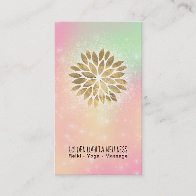 Carte De Visite *~* Dahlia Gold Pastel Peach Green Yellow AP2 (Devant)