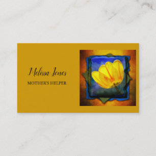 Carte de visite d'aide aux mères orange et florale