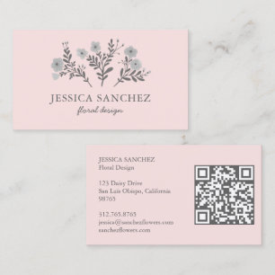 Carte De Visite Dainty Florals Élégant Chic Moderne Minimal QR Cod