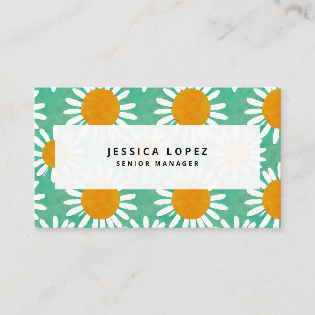 Carte De Visite Daisies Floral Cutouts Motif Professionnel (Devant)