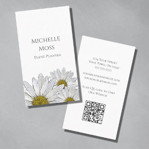 Carte De Visite Daisies modernes QR code tendance Floral