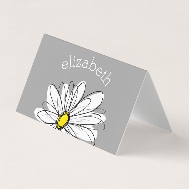 Carte De Visite Daisy tendance avec gris et jaune (Devant)