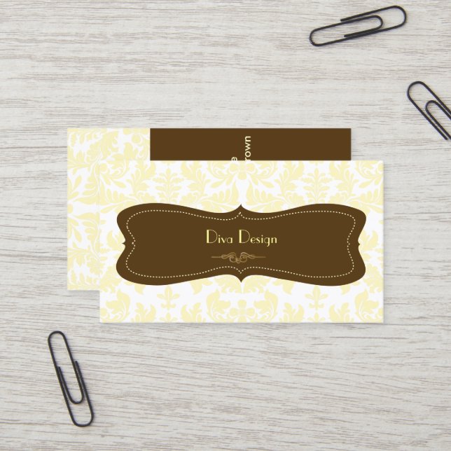 Carte De Visite Damas baroque en crème/chocolat brun (Devant/Arrière en situation)