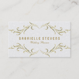 Carte De Visite Damas Blanches Avec Cadre Floral Parties scintilla