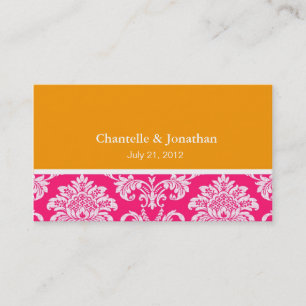 Carte de visite Damas élégant rose et orange