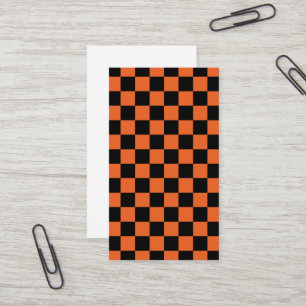 Carte De Visite Damas en carrés Noir et Orange géométrique rétro