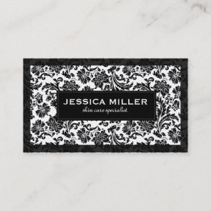 Carte De Visite Damas Floral Noir Et Blanc