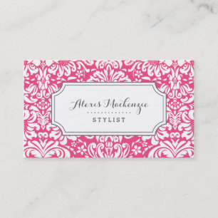 Carte De Visite Damas florale gris et rose