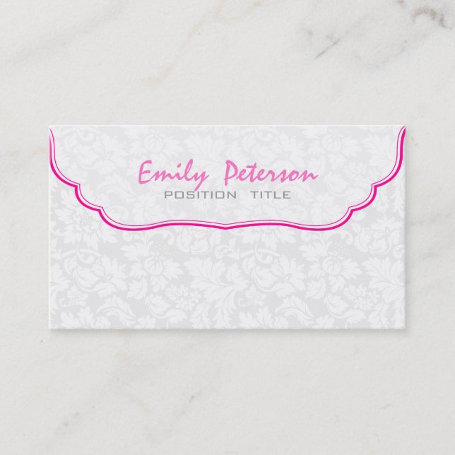Carte De Visite Damas Florales Blanches Et Roses (Devant)