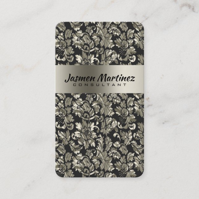 Carte De Visite Damas Florales Métallurgiques Noir Et Ancien Tonag (Devant)