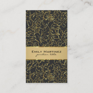 Carte De Visite Damas Florales Noir Et Or