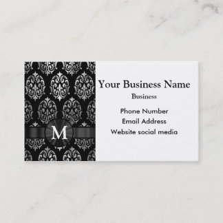 Carte De Visite Damas monogramme noir et argent