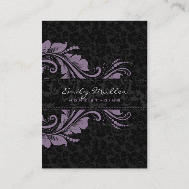 Carte De Visite Damas noires et ornement pourpre (Devant)