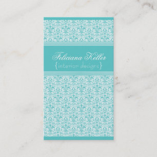 Carte de visite Damas romantique, Turquoise