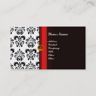Carte De Visite DAMASK CLASSEUX MONOGRAMME topaze noire platine or
