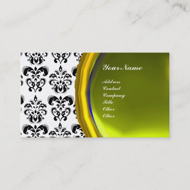 Carte De Visite DAMASK GEM STONE MONOGRAM, topaz jaune, violet (Devant)