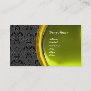 Carte De Visite DAMASK GEM STONE MONOGRAM, topaz jaune, violet