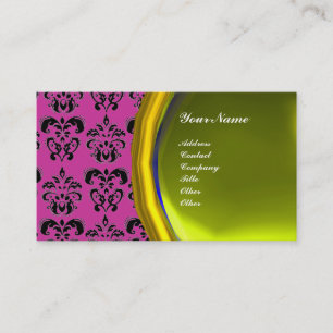 Carte De Visite DAMASK GEM STONE MONOGRAM, topaz jaune, violet