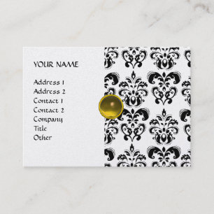 Carte De Visite DAMASK MON RUBY jaune clair gris or platine