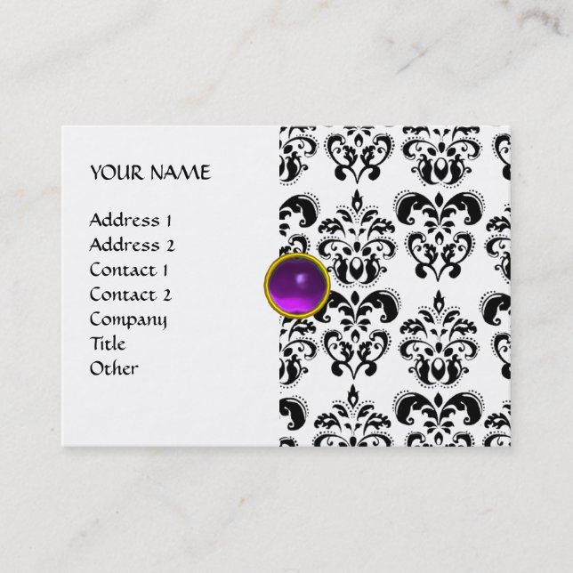 Carte De Visite DAMASK MON RUBY or gris violet clair (Devant)