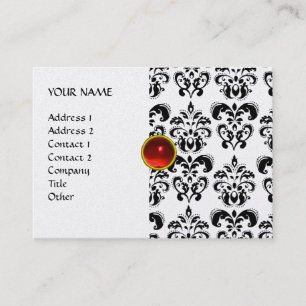 Carte De Visite DAMASK MON RUBY perle d'or gris violet rouge vif