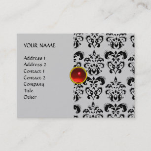 Carte De Visite DAMASK MON RUBY rouge vif violet gris or